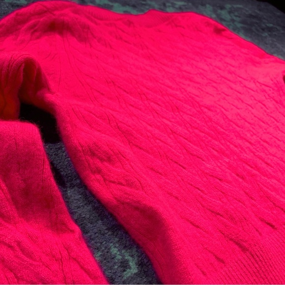 J Crew Cashmere shrunken cable-knit cardigan sweater, Small, Neon Pink, V-neck - Picture 7 of 10